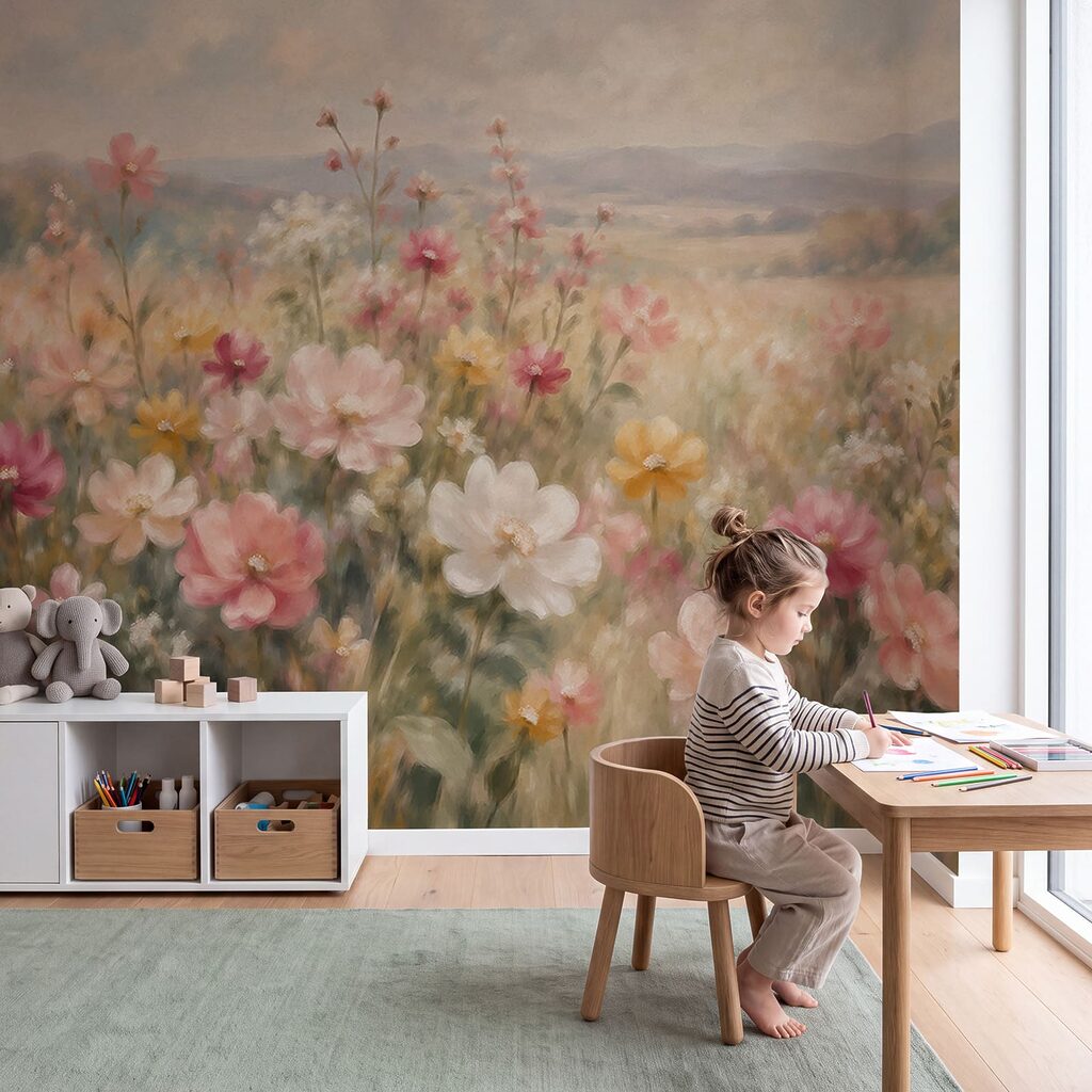 Flower Field at Sunset in an interior