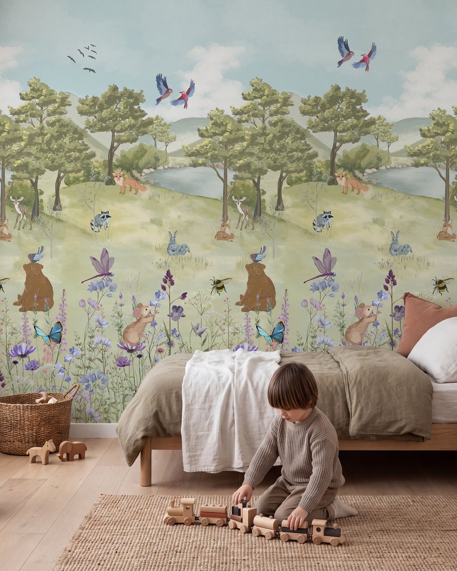 Woodland friends among meadow flowers — interior 1