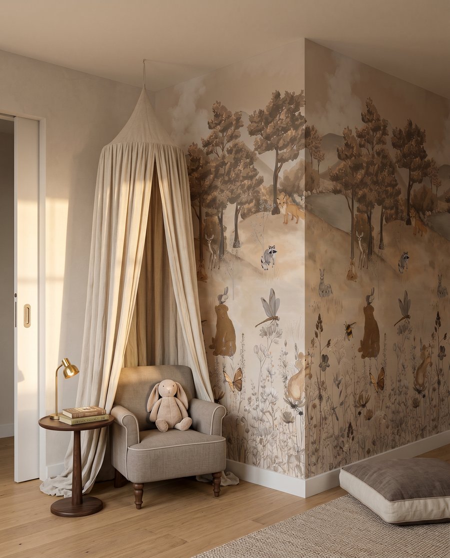 Woodland friends in soft sand tones — interior 1