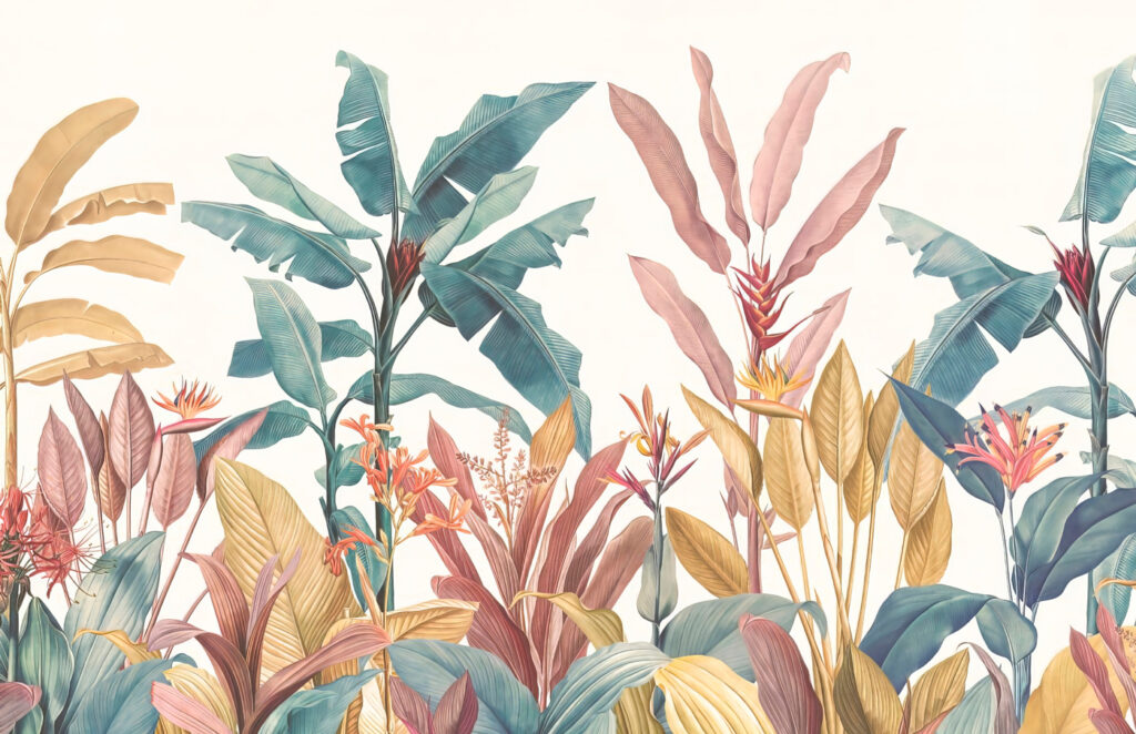 Pastel tropical garden — full design