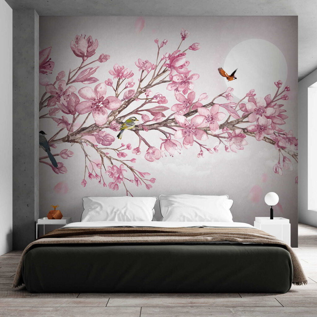 Birds on blossom, moonlight — interior 2