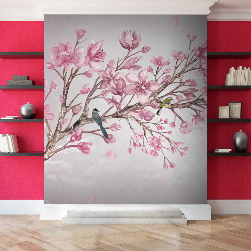 Birds on blossom, moonlight — interior 6