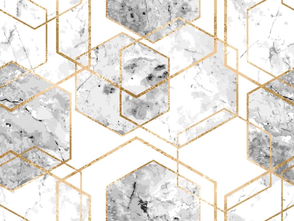 Hexagons with gold edges — full design