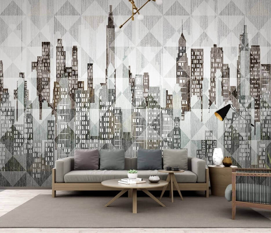 City facades, grey triangles — interior 1