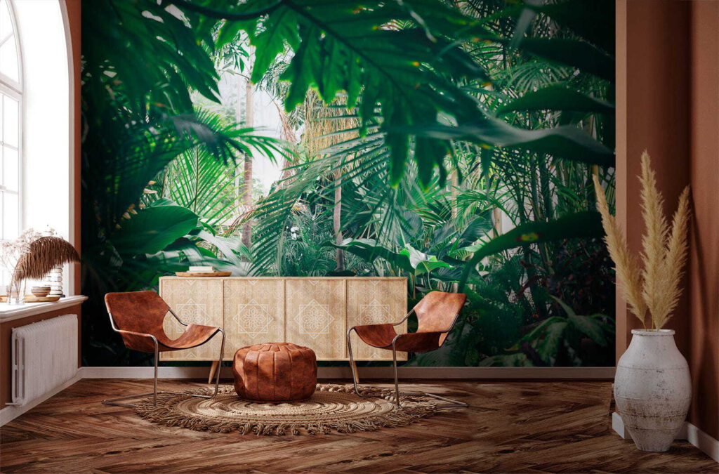 Deep green jungle leaves — interior 1