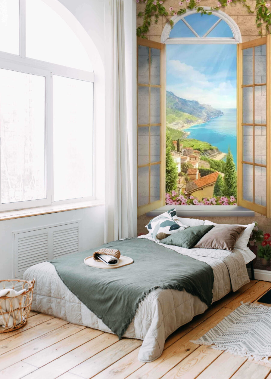 Mountain view, arched window — interior 2