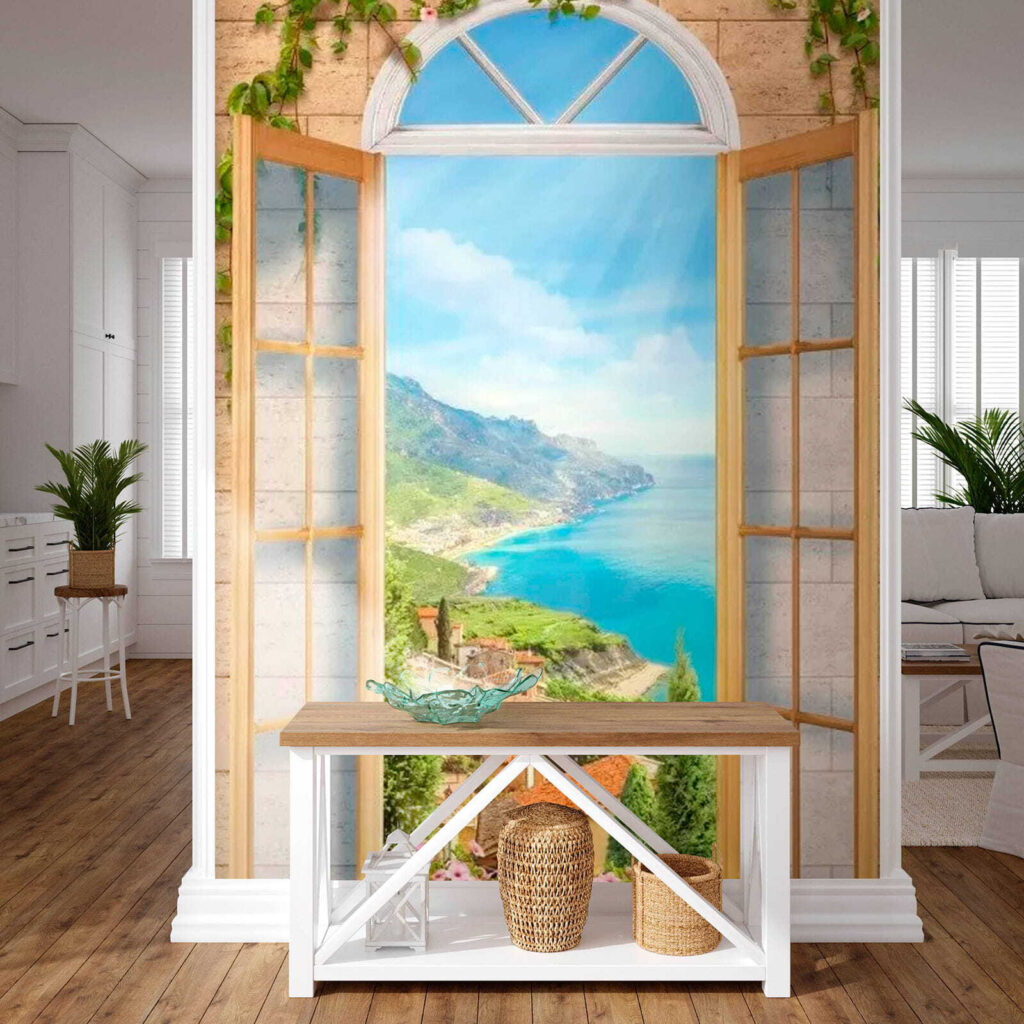 Mountain view, arched window — interior 3