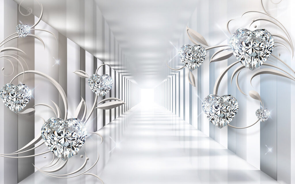 Sparkling hearts in corridor — full design
