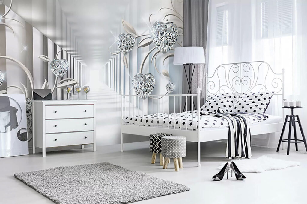 Sparkling hearts in corridor — interior 2