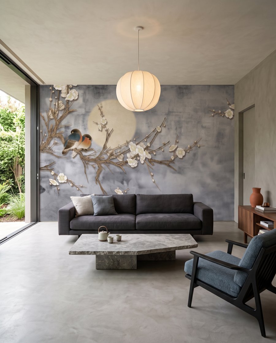 Bird on Blossom Branch — interior 3