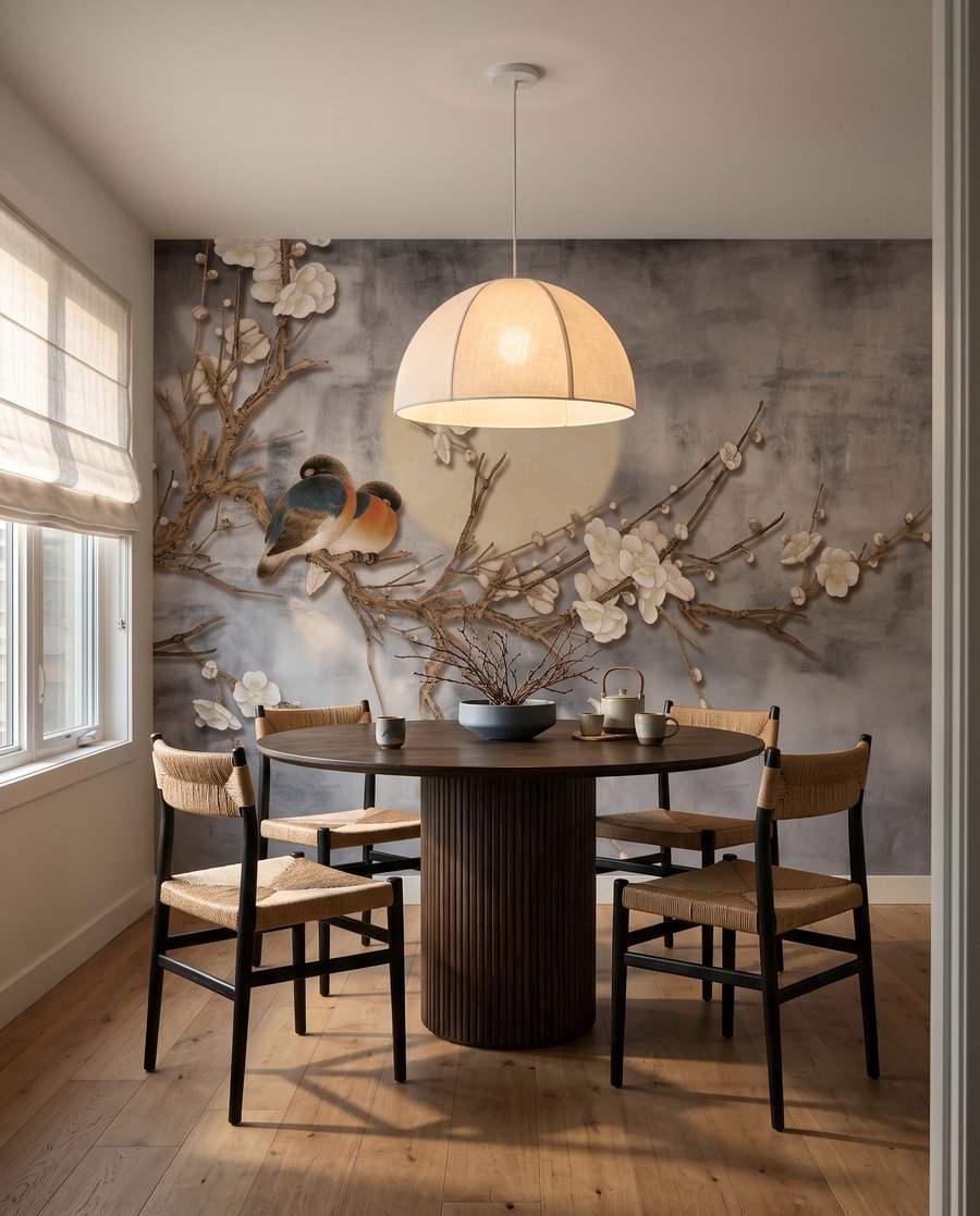 Bird on Blossom Branch in an interior