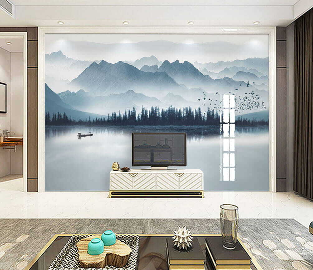 Boat on mountain lake — interior 1