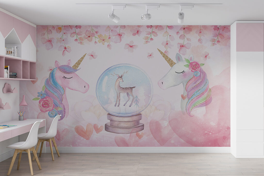 Unicorns with snow globe — interior 3