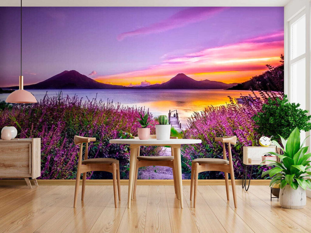 Lavender path, evening lake — interior 1
