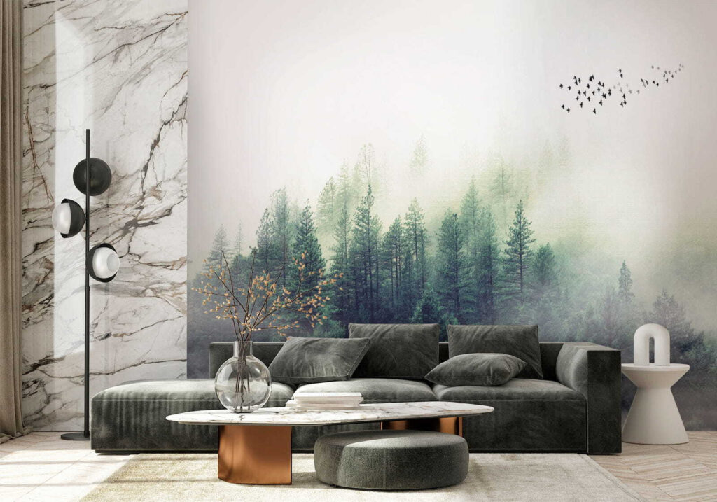 Small pines in mist — interior 1