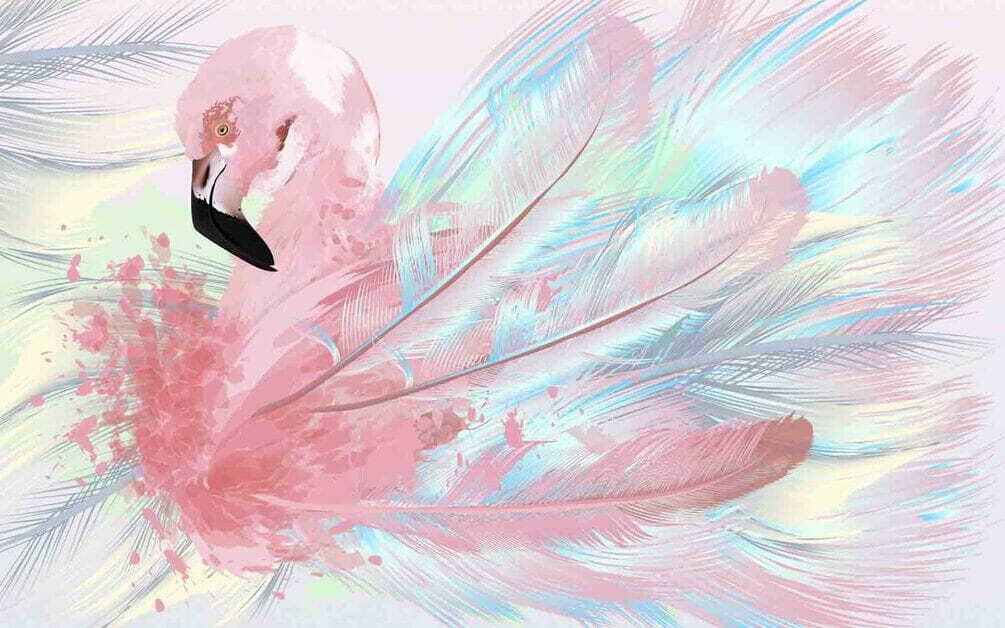 Flamingo in pastel streaks — full design