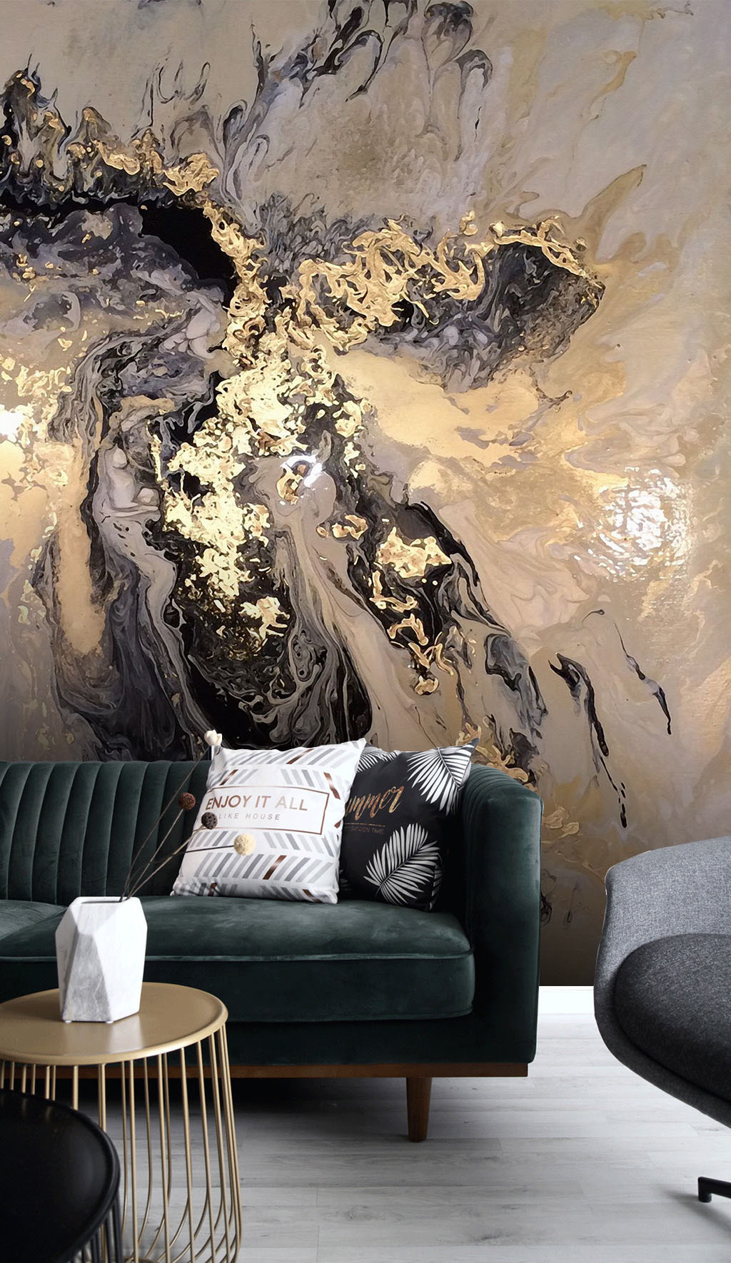 Dark paint, gold splashes — interior 1