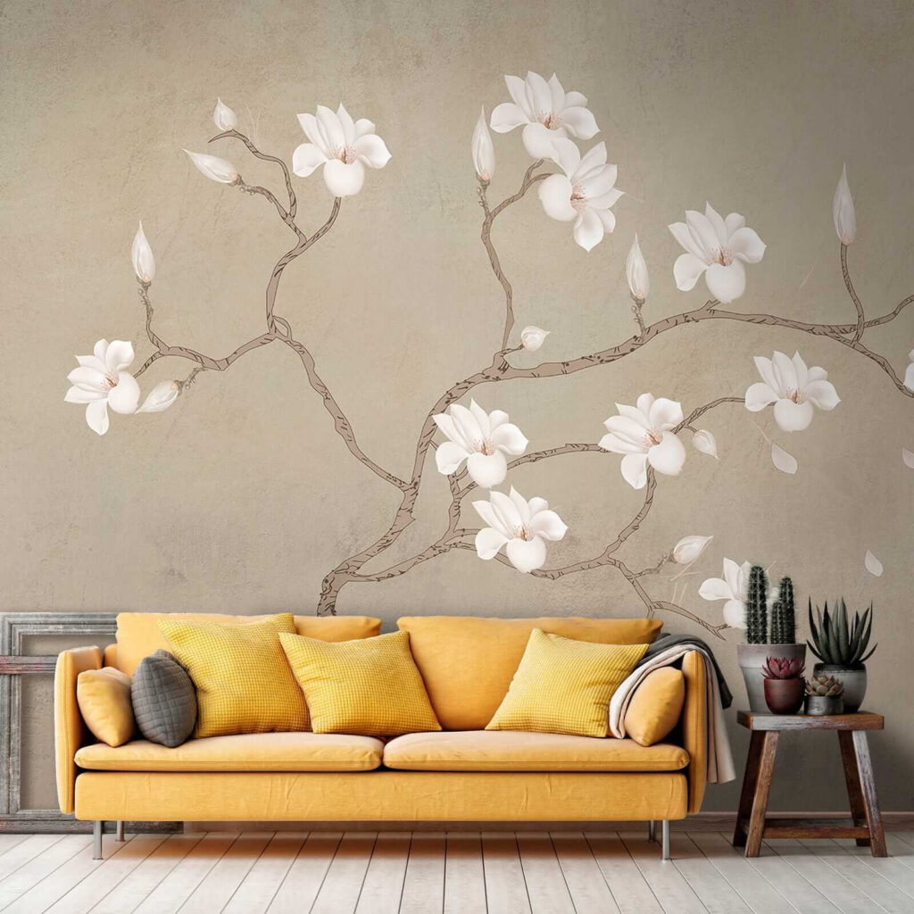Flowers on curling branches — interior 6