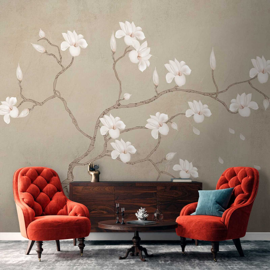 Flowers on curling branches — interior 7