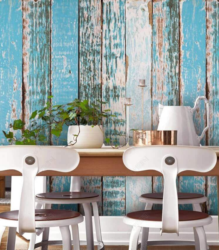 Blue planks with paint — interior 1
