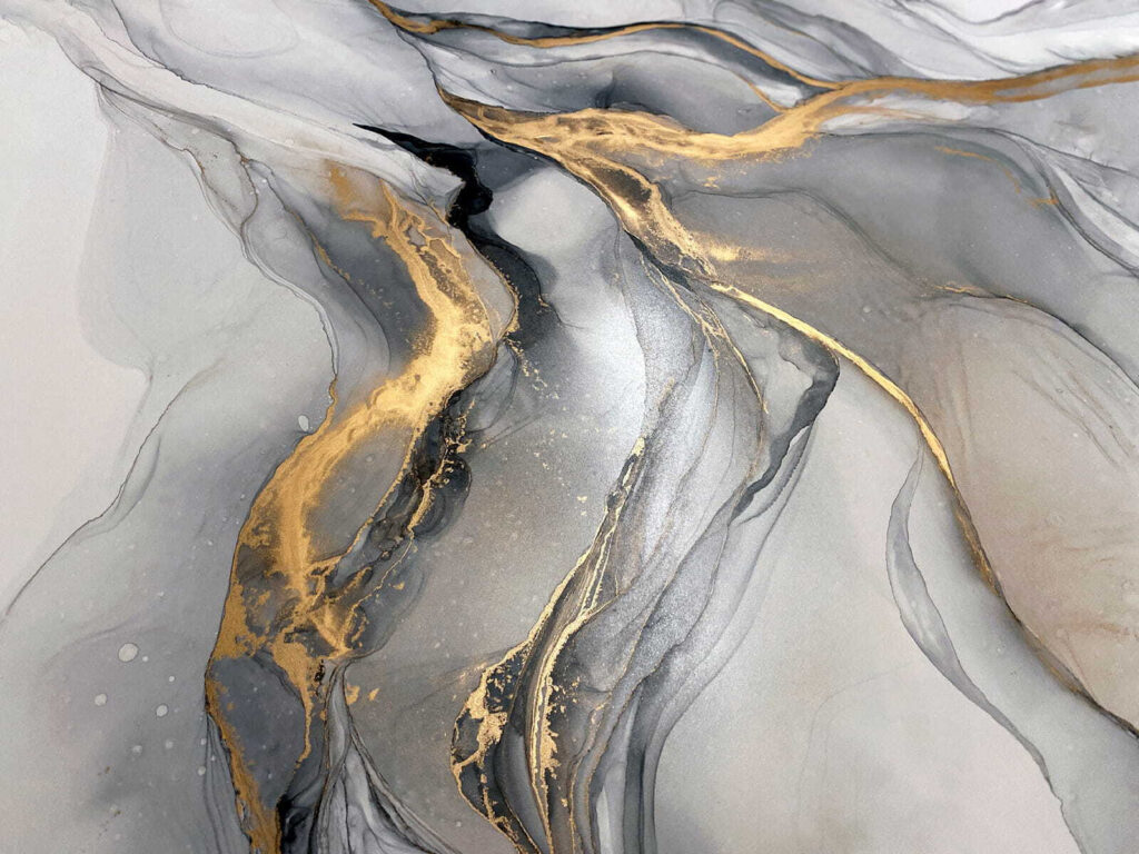 Flowing colour, gold veins — full design