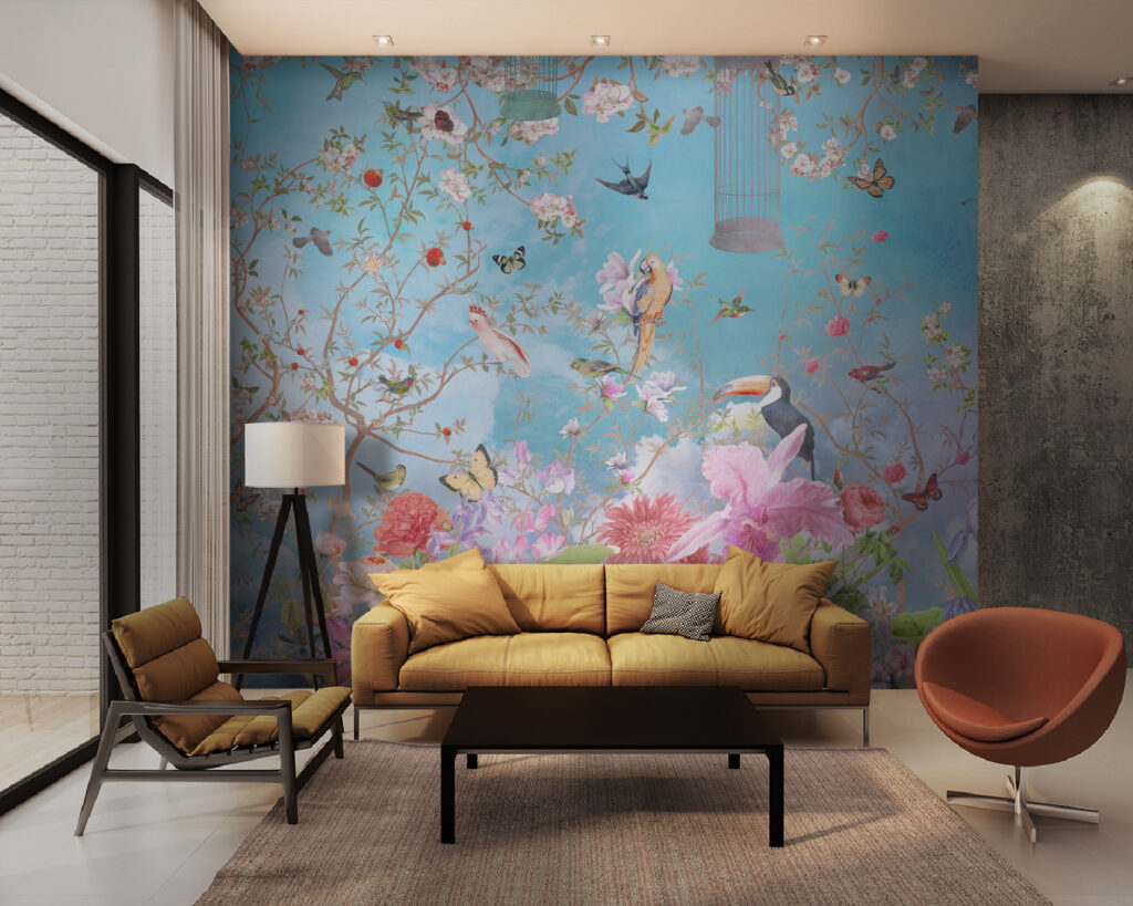 Flower garden with birds — interior 1