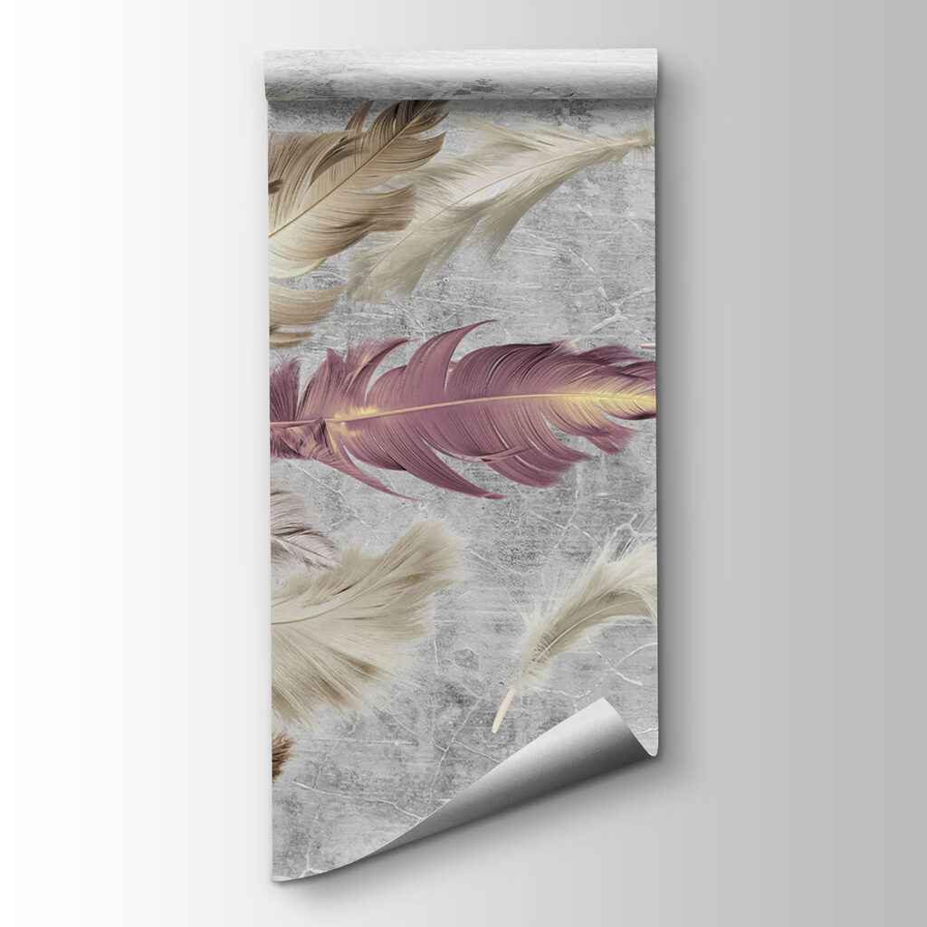 Feathers above weathered paint — product view