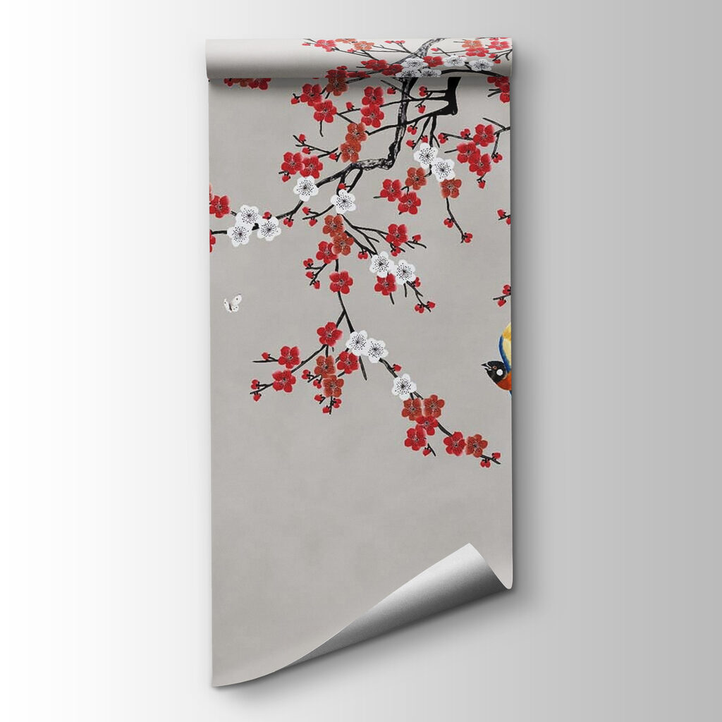 Birds under red blossom — product view
