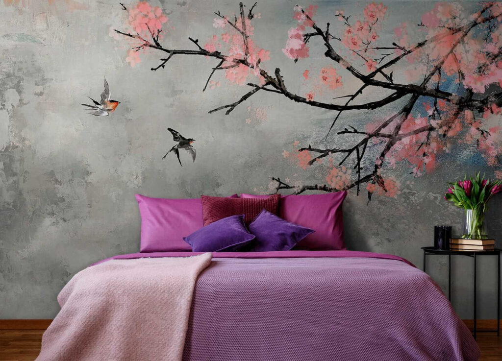Birds beside blossom — interior 4
