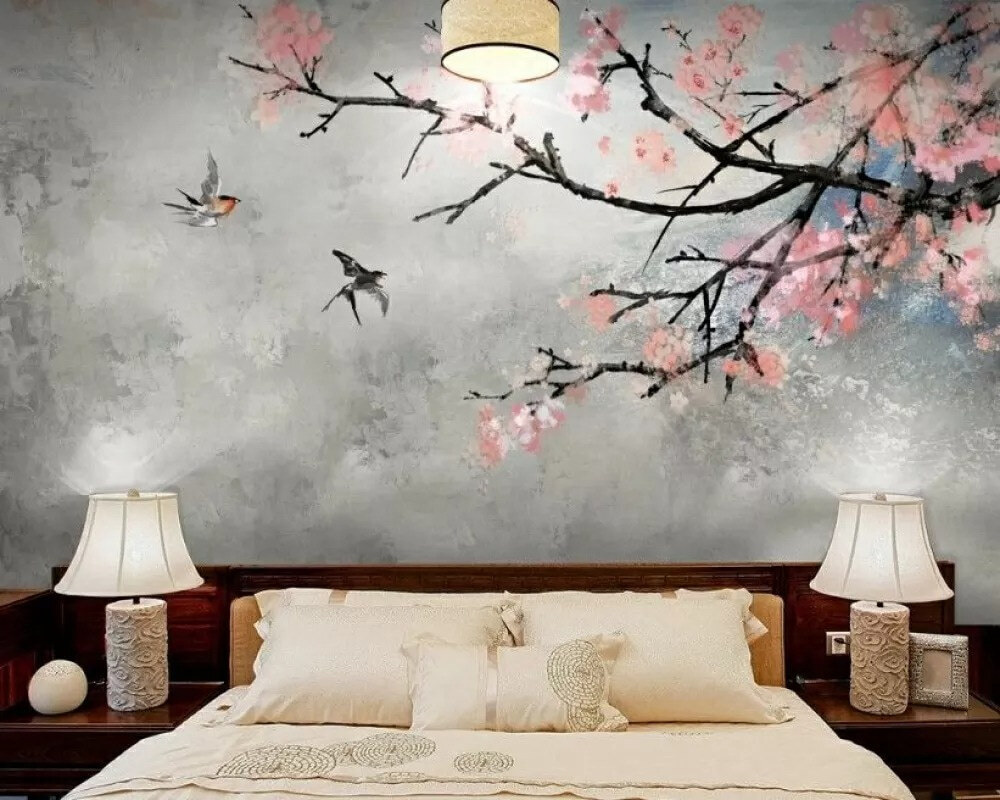 Birds beside blossom — interior 1