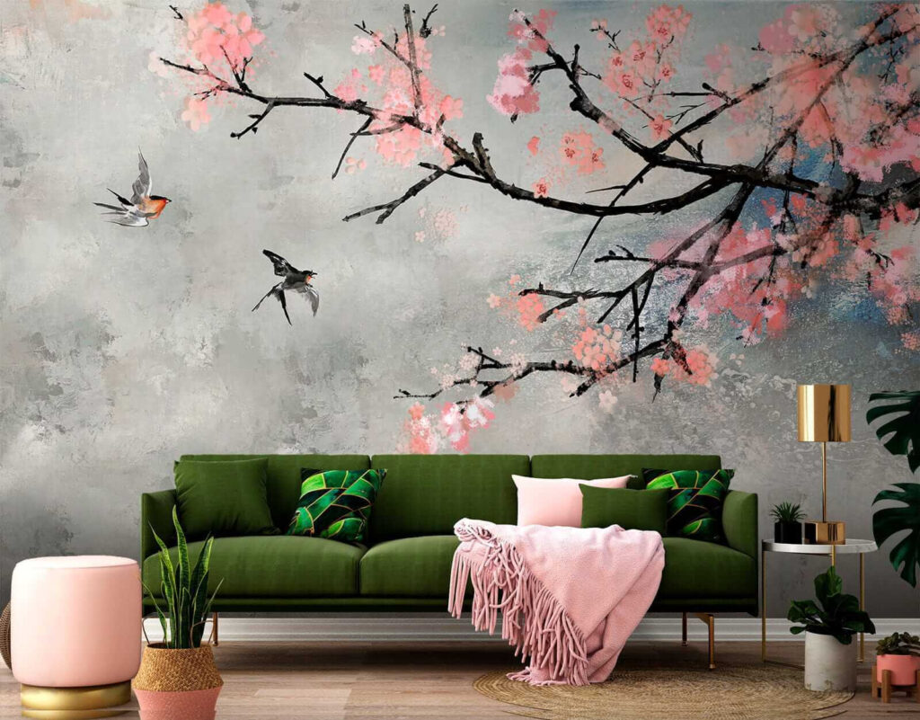 Birds beside blossom — interior 6