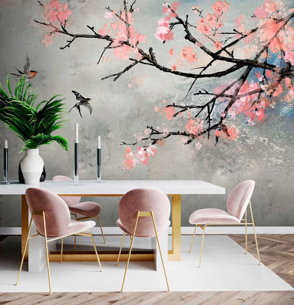 Birds beside blossom — interior 9