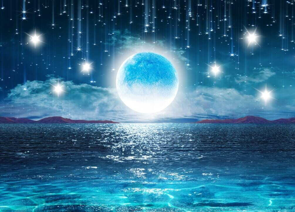 Moonlight on blue sea — full design