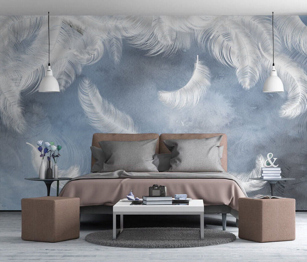 White feathers, misty blue — interior 2