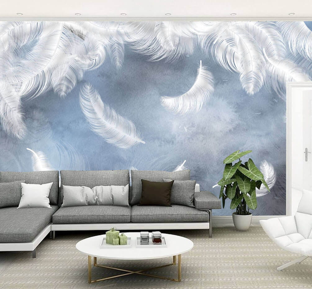 White feathers, misty blue — interior 4