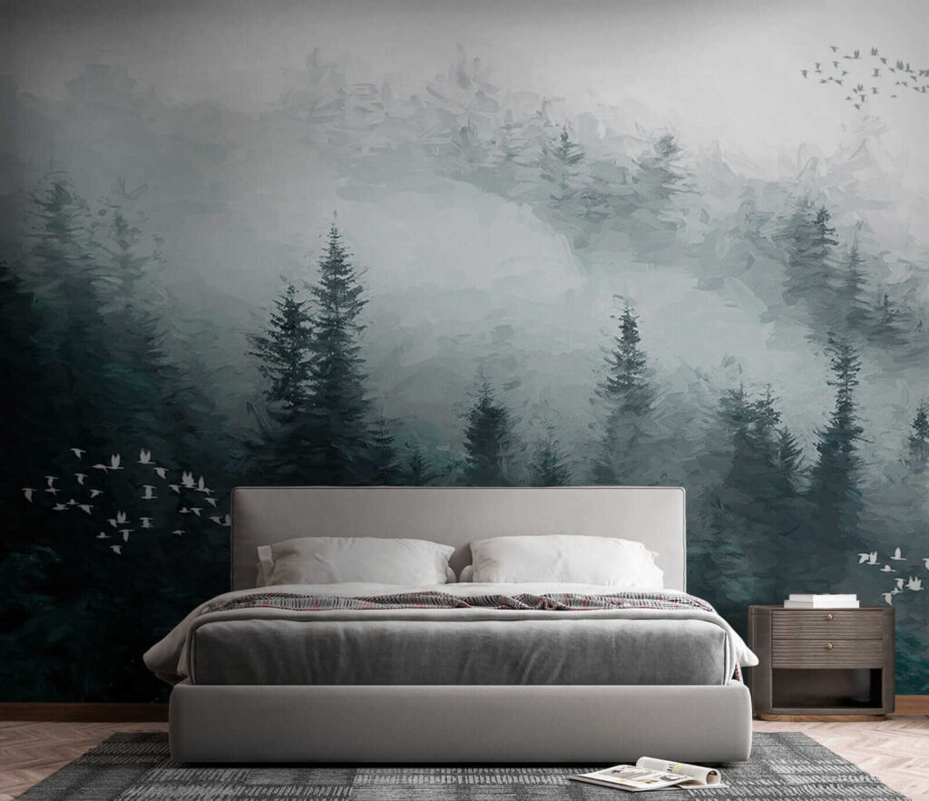 Birds among misty pines — interior 5