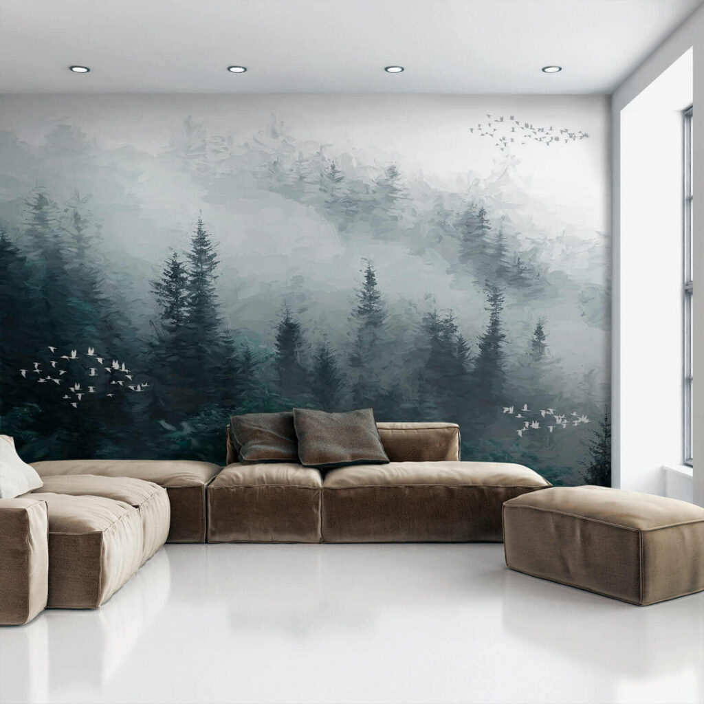 Birds among misty pines — interior 6