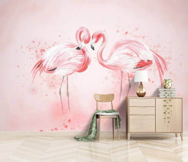 Two flamingos in pink — interior 1