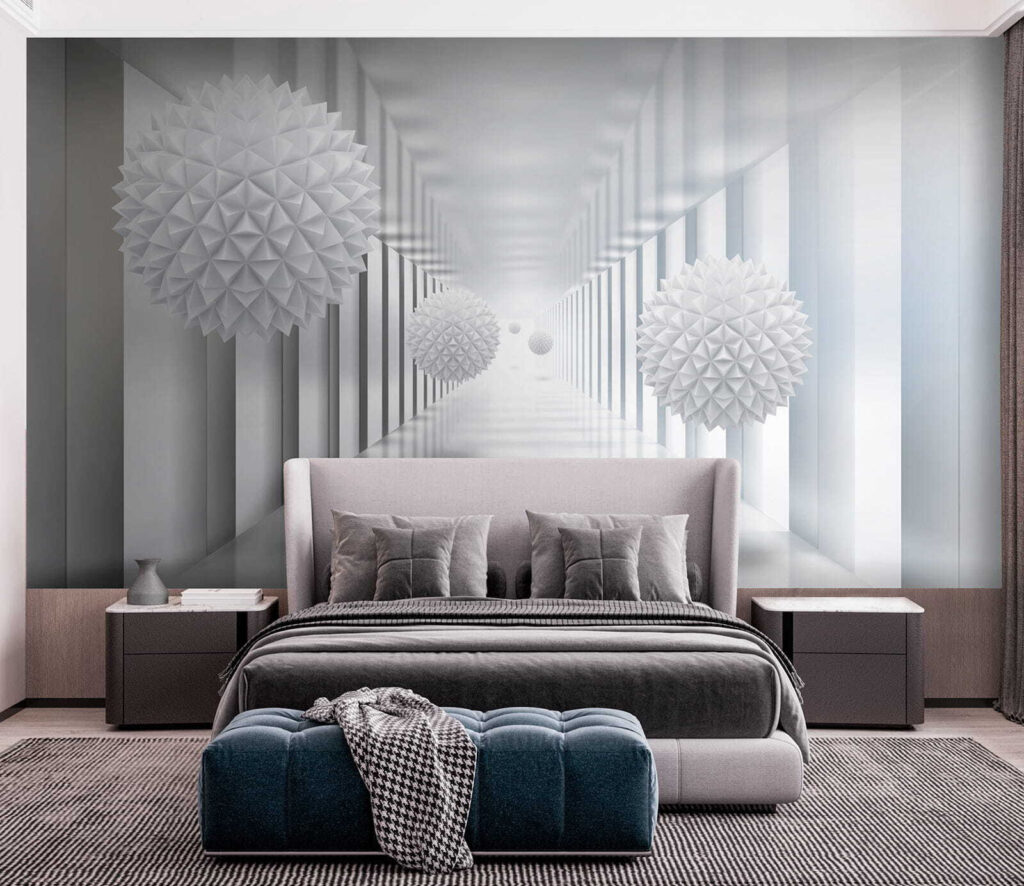 Faceted balls in colonnade — interior 5