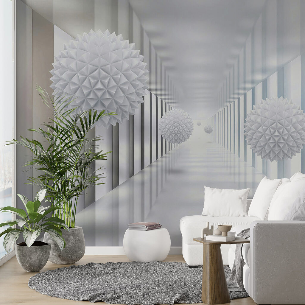 Faceted balls in colonnade — interior 10