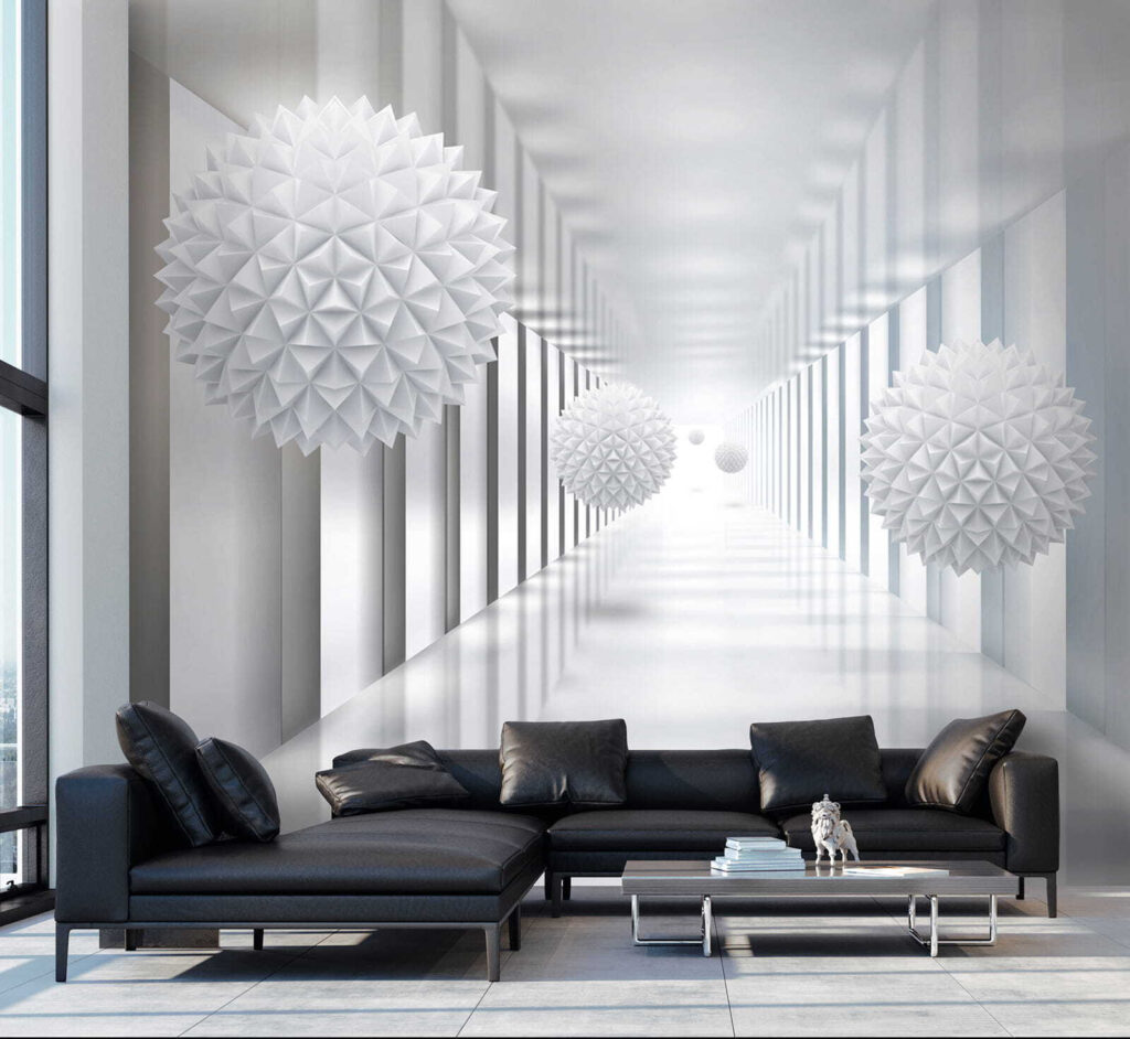 Faceted balls in colonnade — interior 9