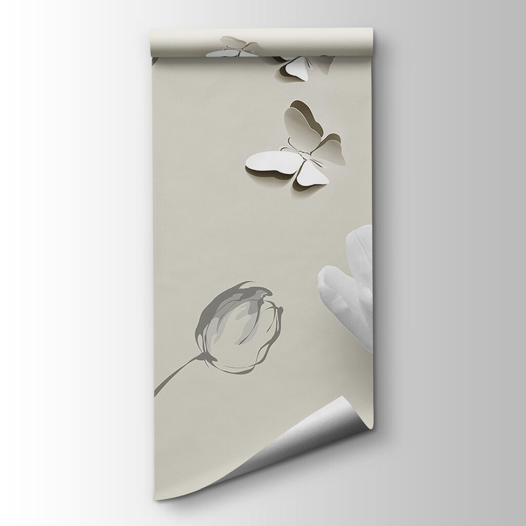 White tulips with butterflies — product view