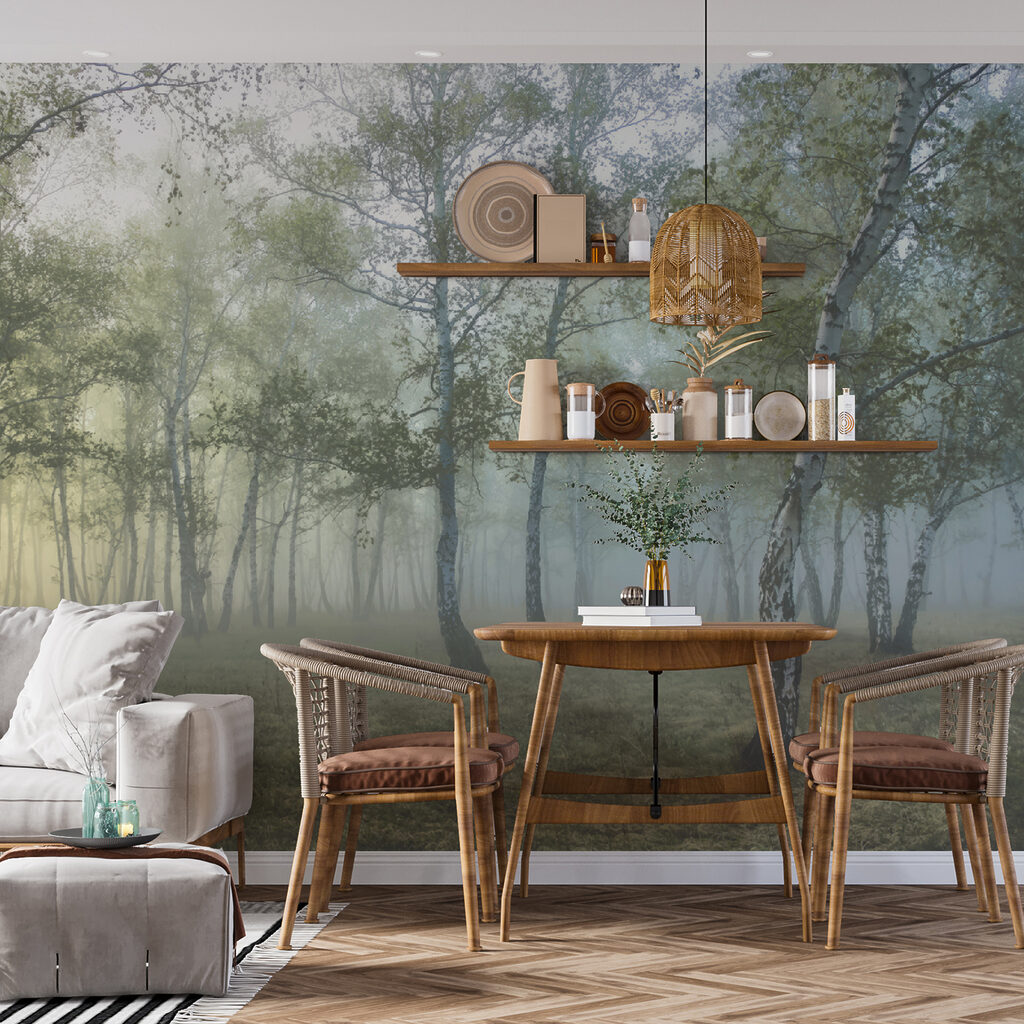Birch wood in mist — interior 10