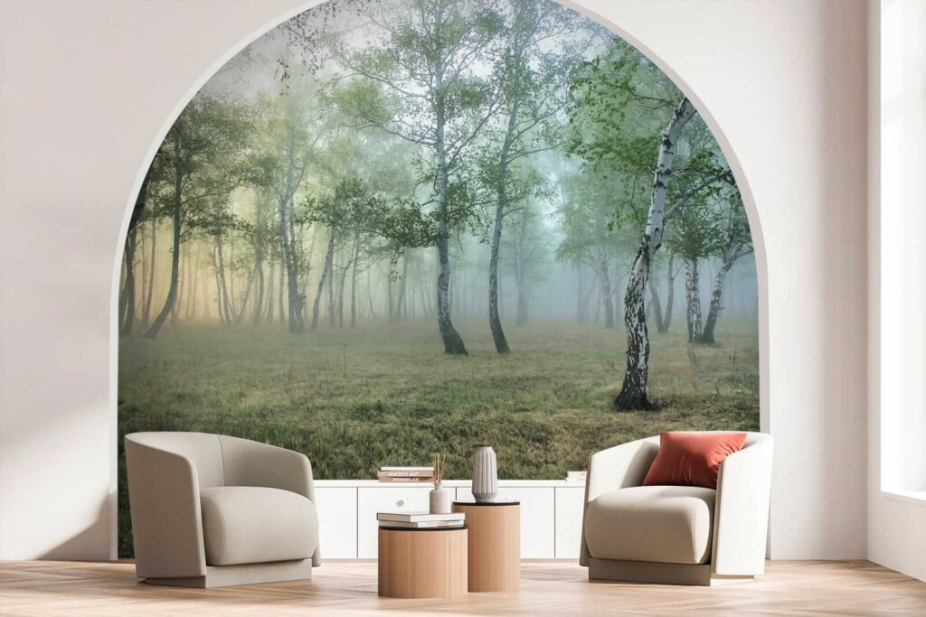 Birch wood in mist — interior 6