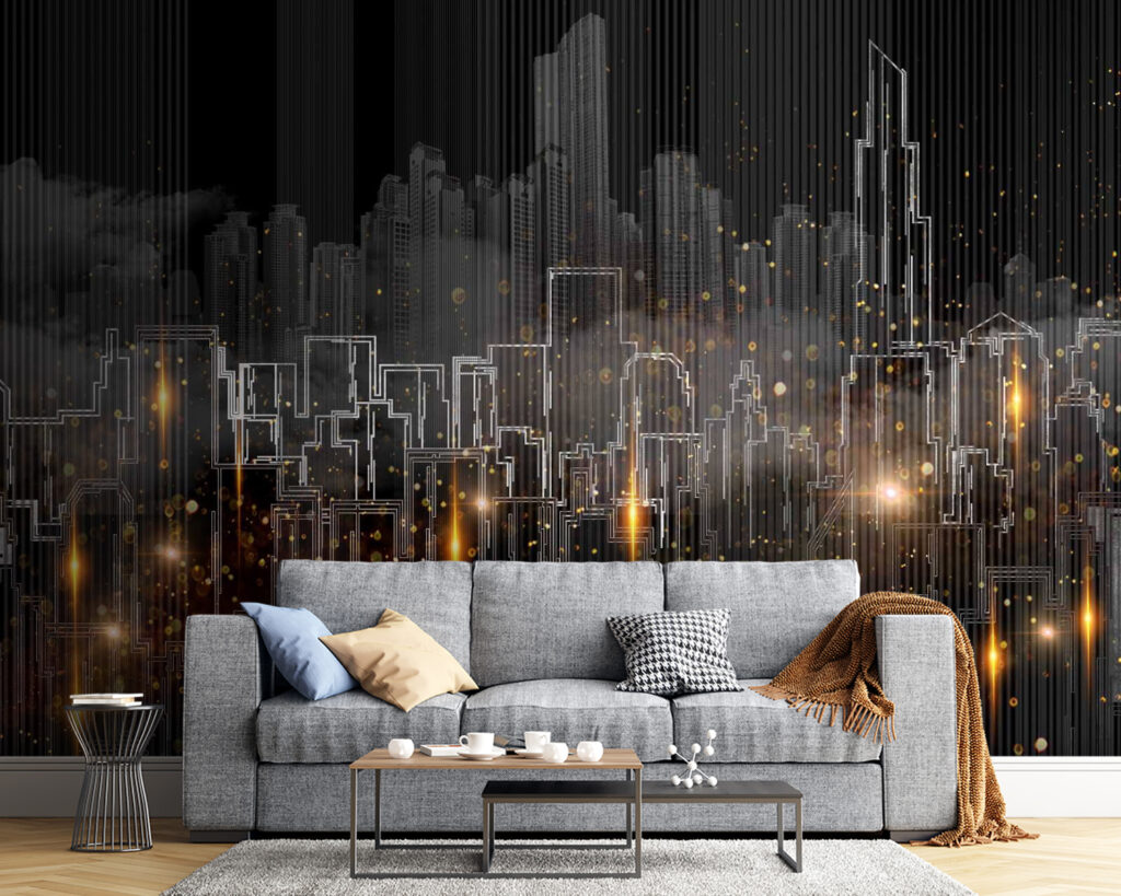 Night city in lines — interior 2