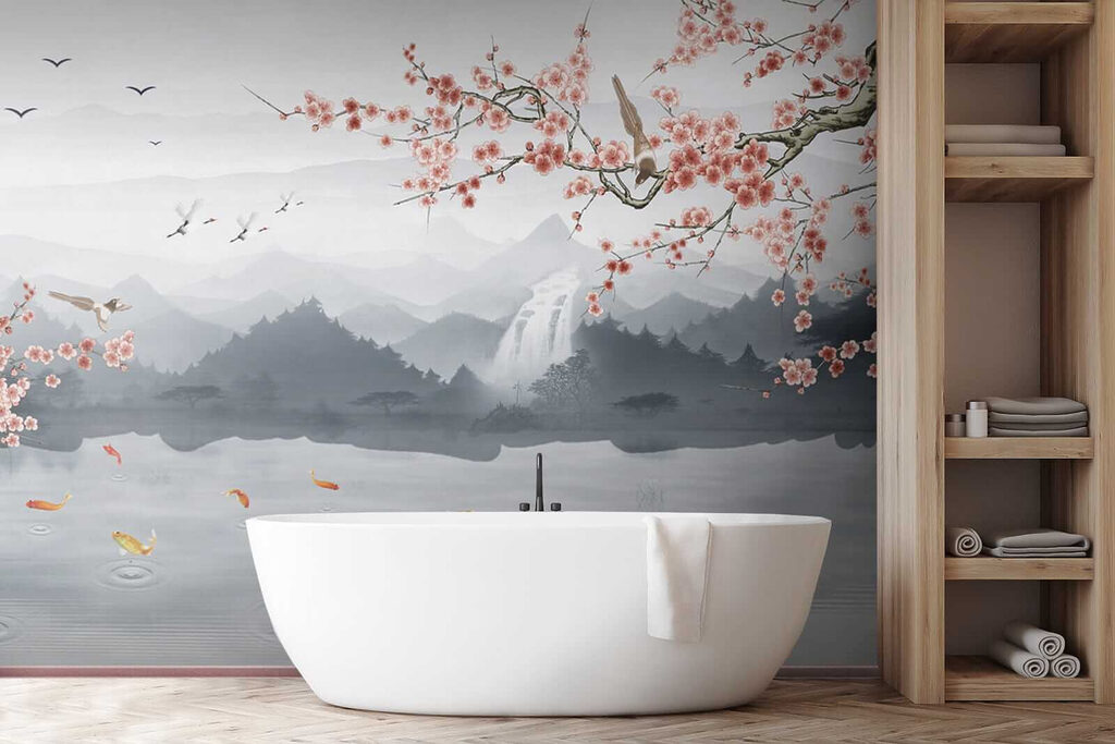 Koi under blossoming mountains — interior 7