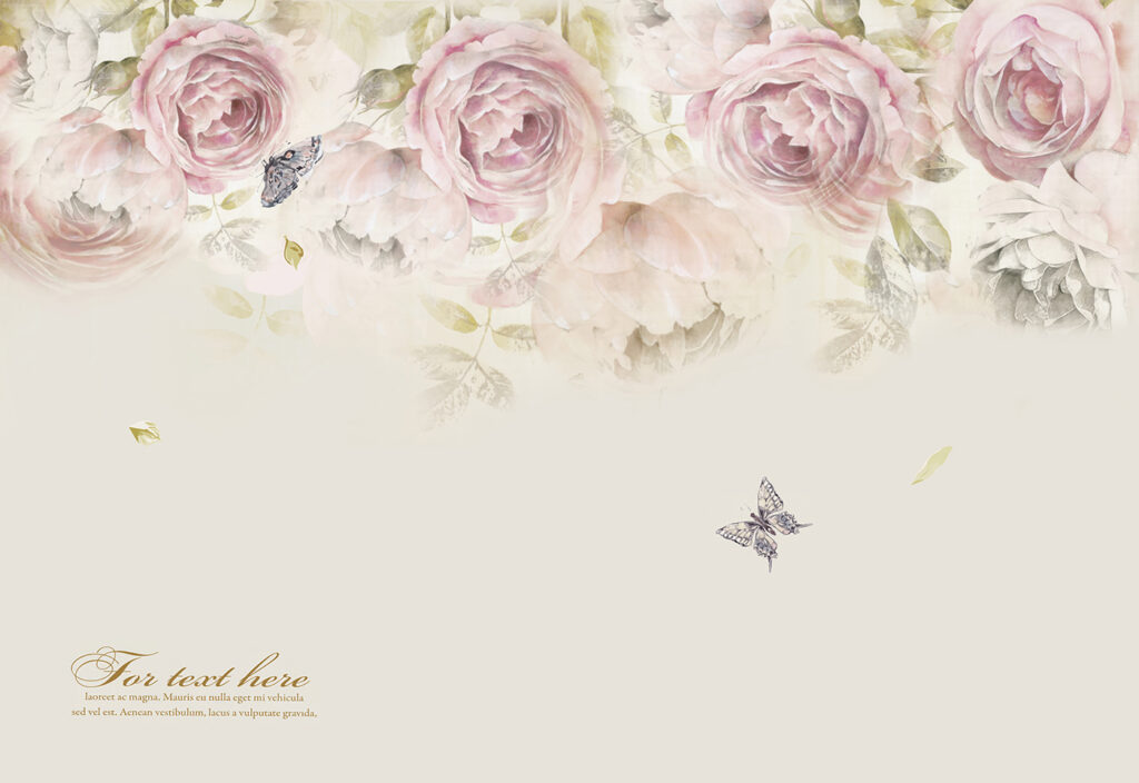 Roses above a butterfly — full design