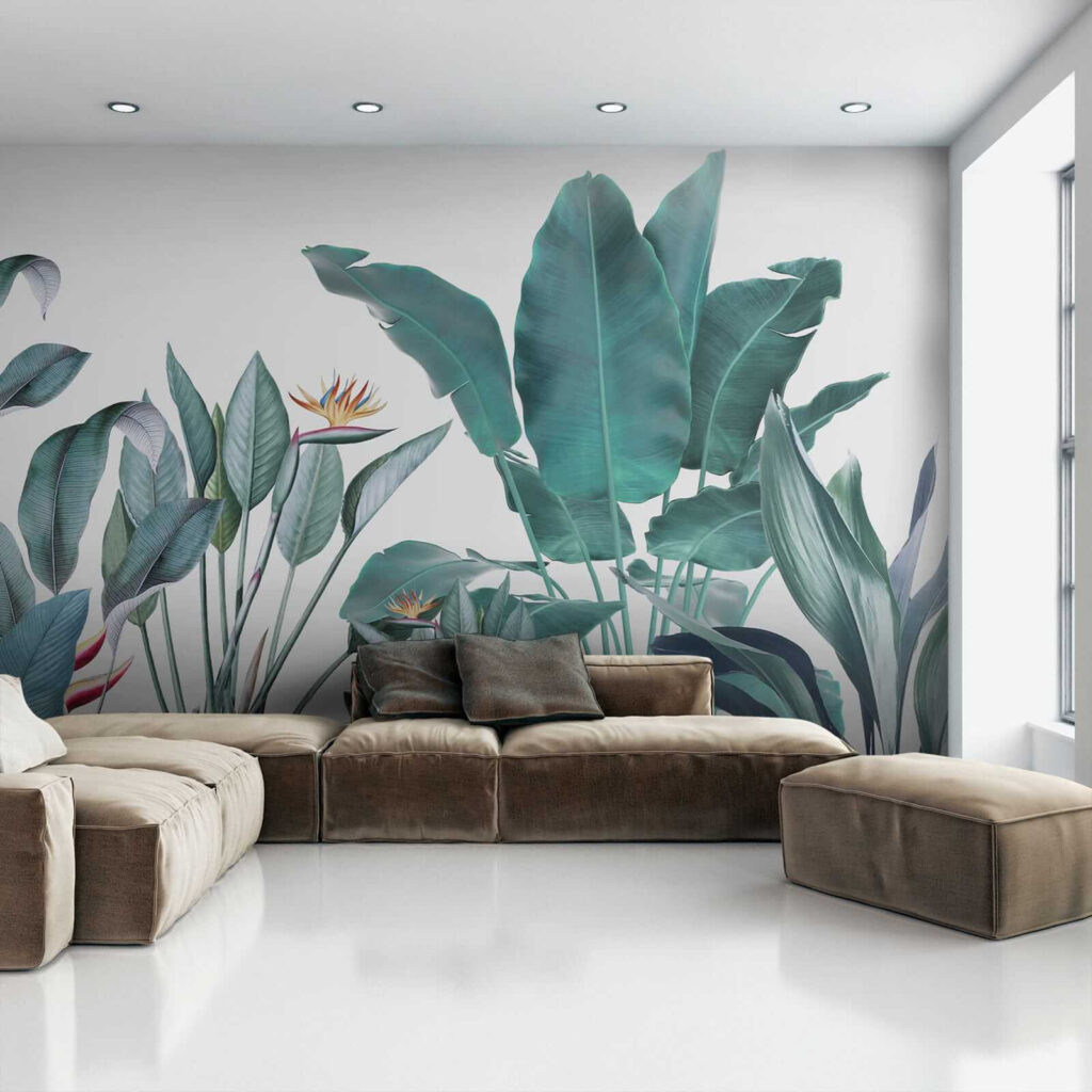 Tropical leaves on white — interior 3