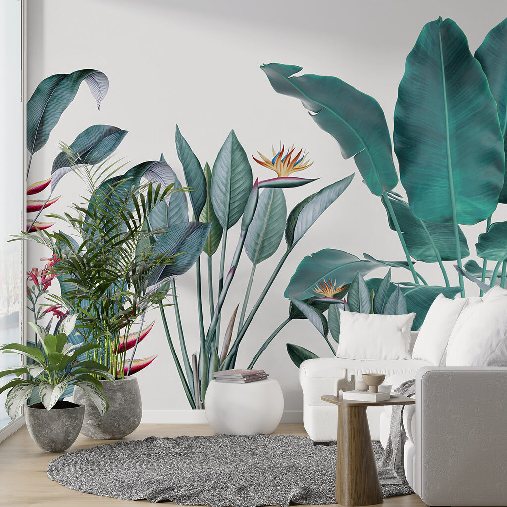 Tropical leaves on white — interior 11