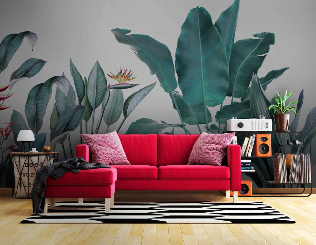 Tropical leaves on white — interior 4